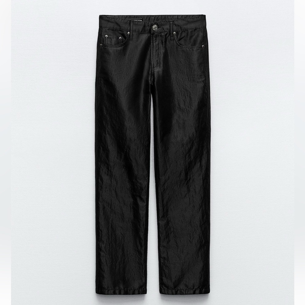 Zara Satin effect mid rise jeans NWT